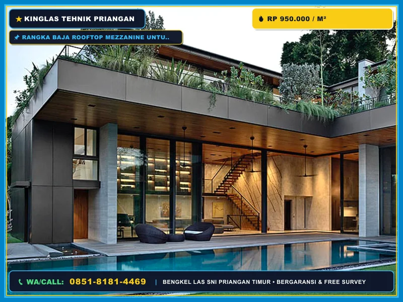 Rangka baja rooftop mezzanine untuk rumah tropis