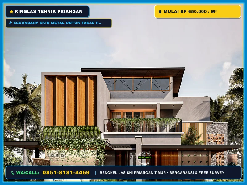 Secondary skin metal untuk fasad rumah minimalis