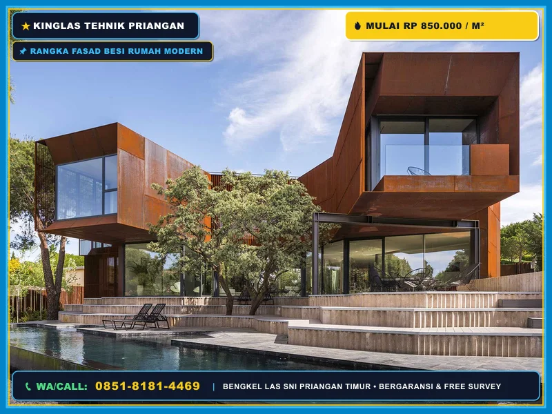 Rangka fasad besi rumah modern