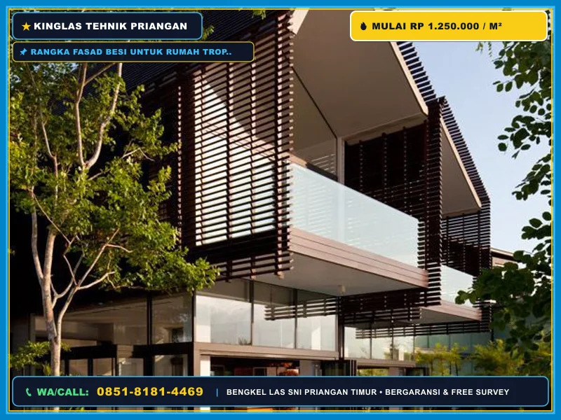 Rangka fasad besi untuk rumah tropis modern