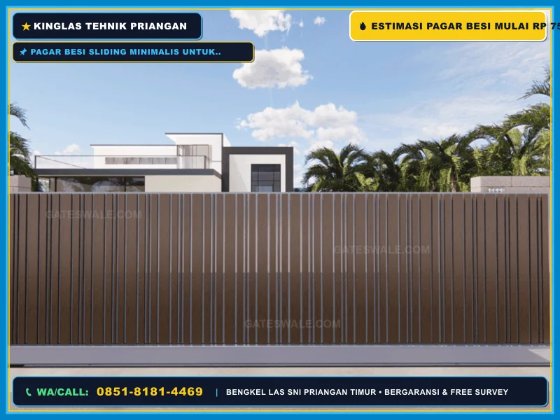 Pagar besi sliding minimalis untuk rumah tropis Pangandaran