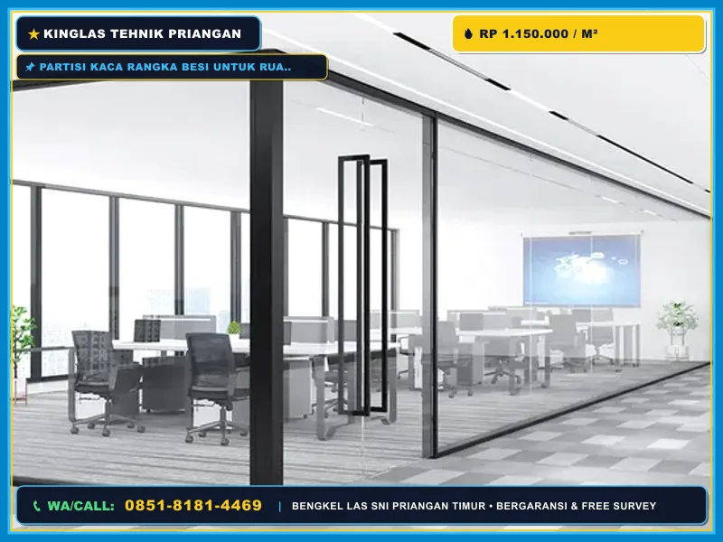 Partisi kaca rangka besi untuk ruang kantor dan rumah modern