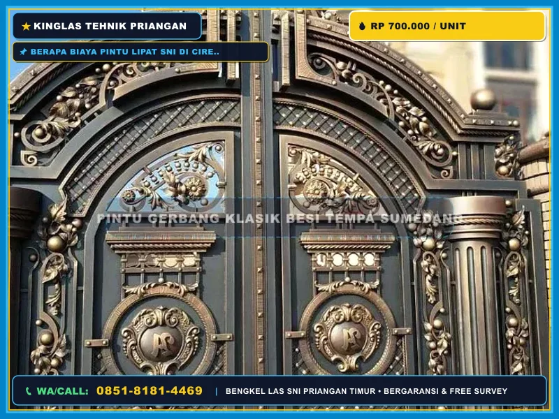 Detail pengelasan rangka pintu folding gate besi galvanis