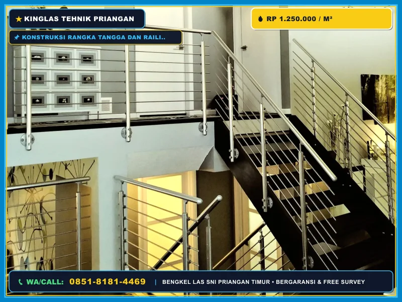 Konstruksi rangka tangga dan railing stainless steel berkualitas