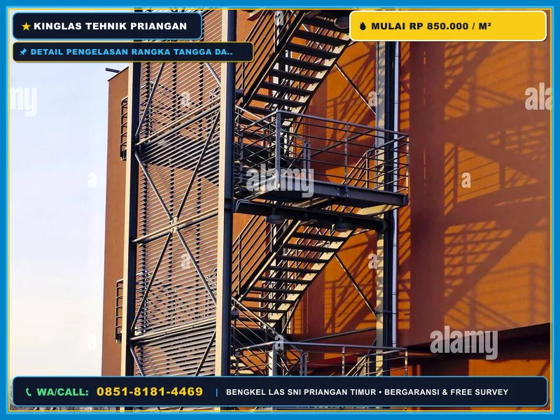 Detail pengelasan rangka tangga darurat besi WF