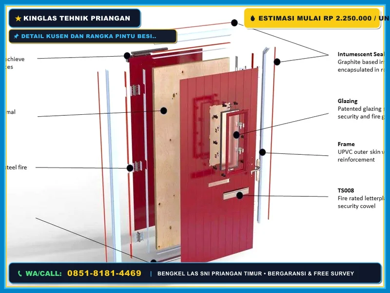 Detail kusen dan rangka pintu besi tahan api hasil pekerjaan bengkel las