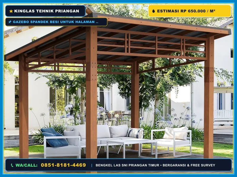 Gazebo spandek besi untuk halaman rumah