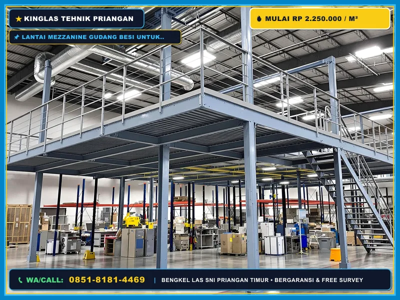 Lantai mezzanine gudang besi untuk penyimpanan barang berat
