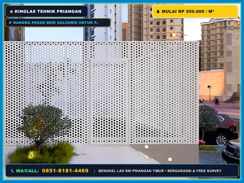 Rangka pagar besi galvanis untuk pagar plat perforated outdoor