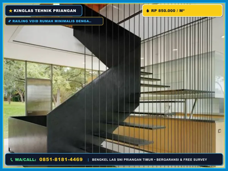 Railing void rumah minimalis dengan pagar pembatas aman