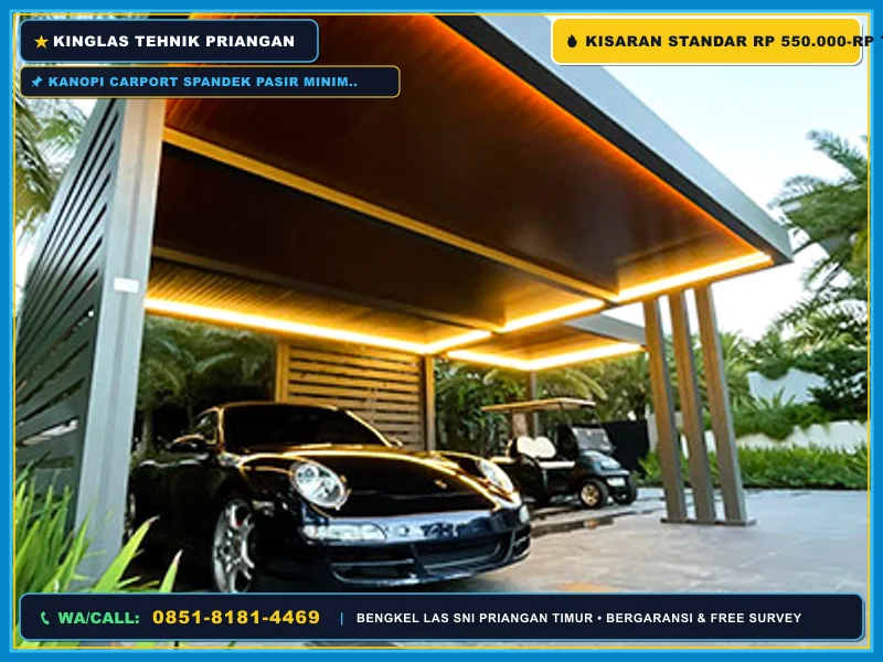 Kanopi carport spandek pasir minimalis di area Kadipaten