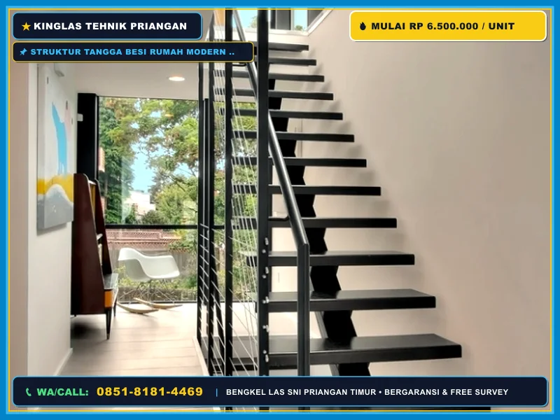 Struktur tangga besi rumah modern dengan konstruksi presisi