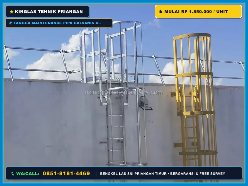 Tangga maintenance pipa galvanis untuk area toren dan bangunan