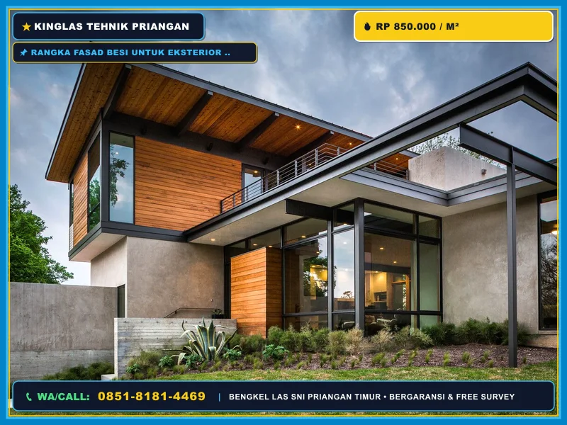 Rangka fasad besi untuk eksterior rumah modern