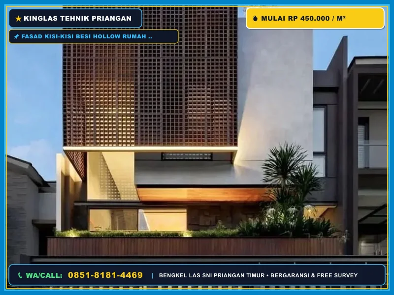 Fasad Kisi-Kisi Hollow Modern untuk Rumah Banjar