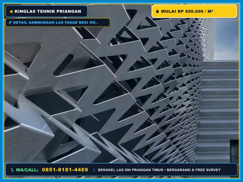 Detail sambungan las fasad besi hollow berkualitas