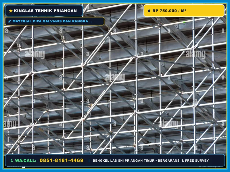 Material pipa galvanis dan rangka besi untuk folding gate standar SNI