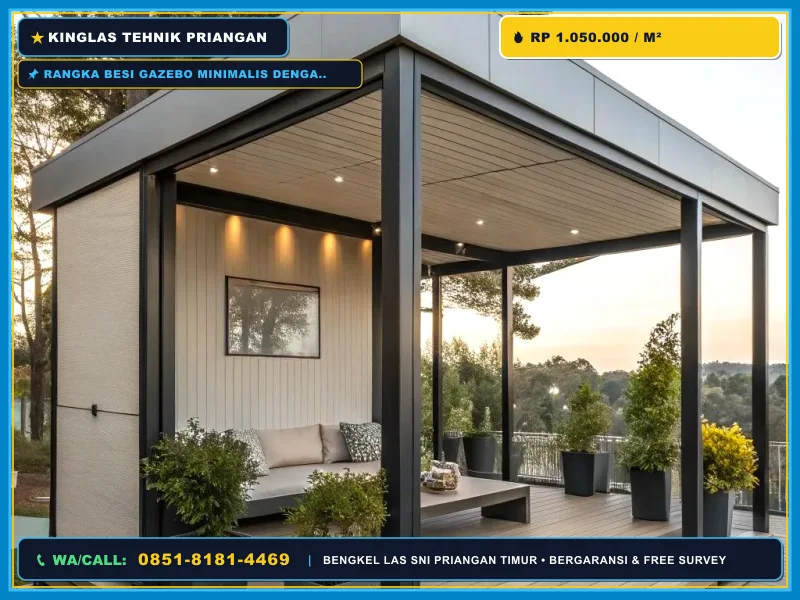 Rangka besi gazebo minimalis dengan desain modern