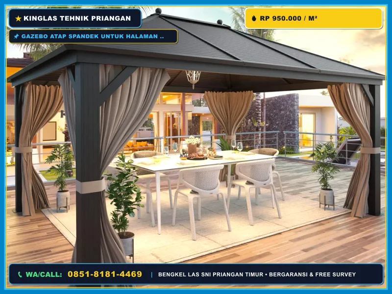 Gazebo atap spandek untuk halaman rumah Kadipaten