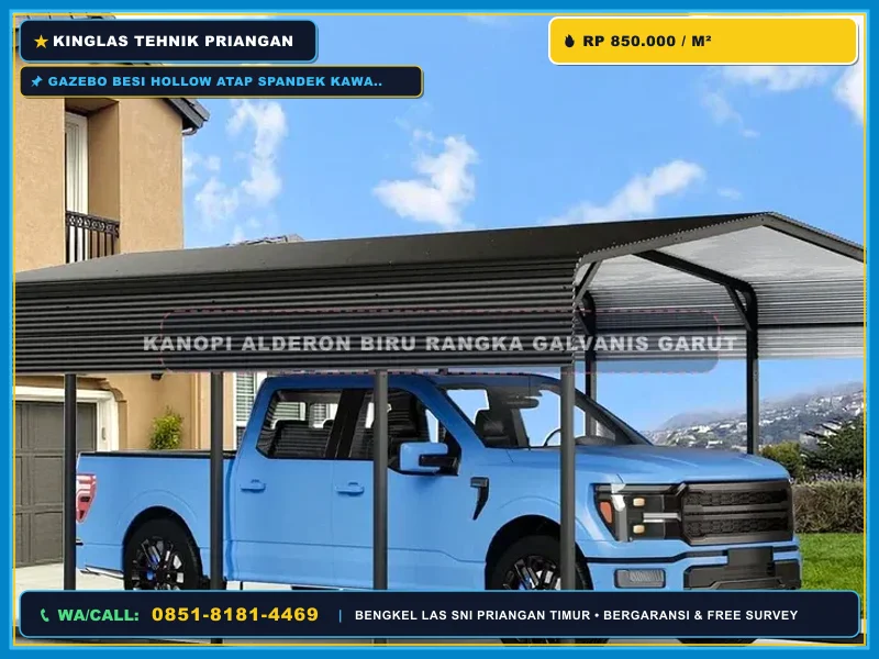 Rangka gazebo besi hollow desain modern