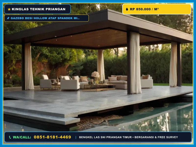 Gazebo Besi Hollow Atap Spandek Pangandaran yang Kokoh