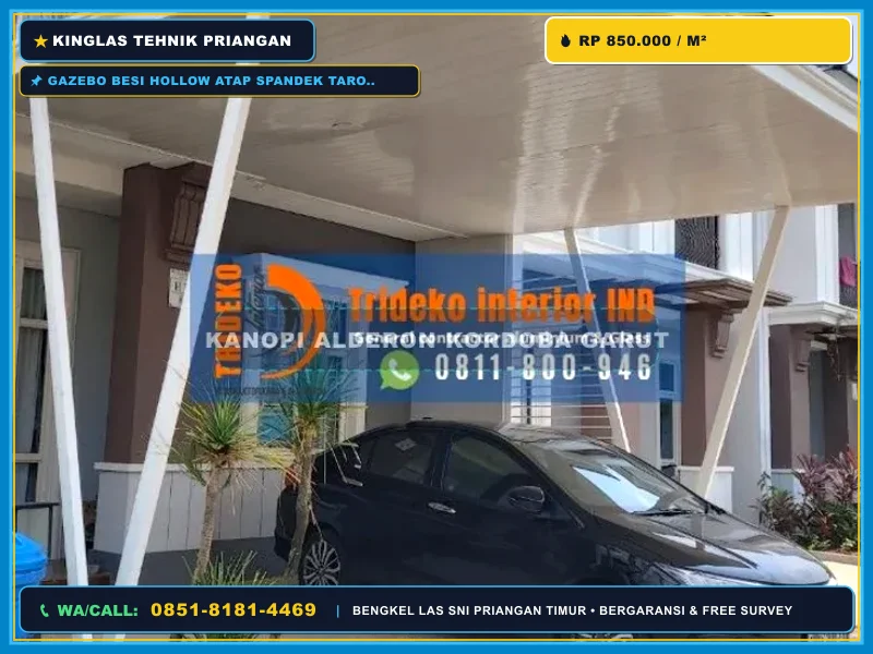 Gazebo Besi Hollow Atap Spandek Tarogong, Berapa Biayanya?