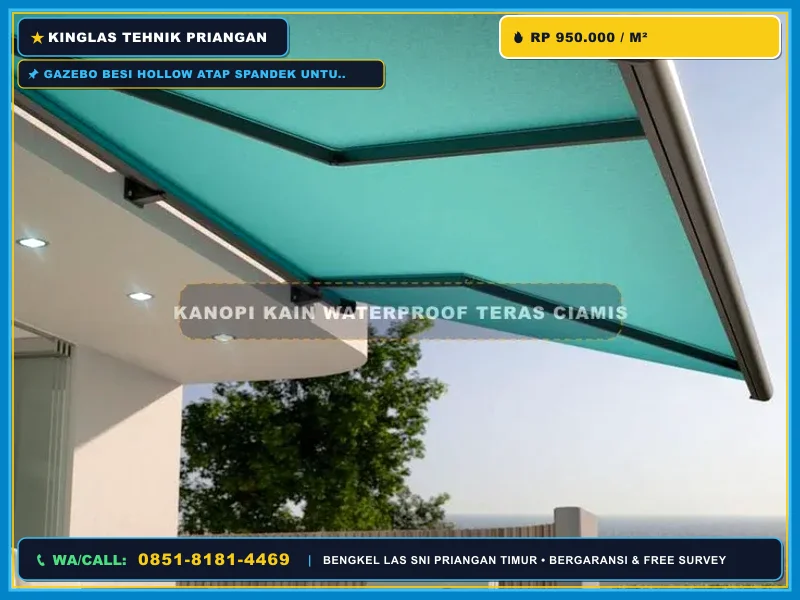 Detail pengelasan rangka besi hollow gazebo dengan material SNI