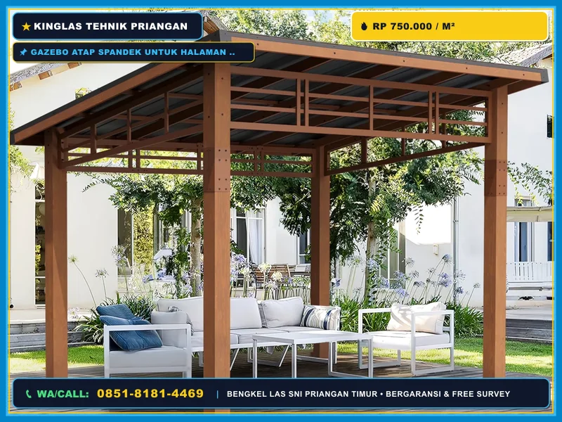 Gazebo atap spandek untuk halaman rumah dan area duduk