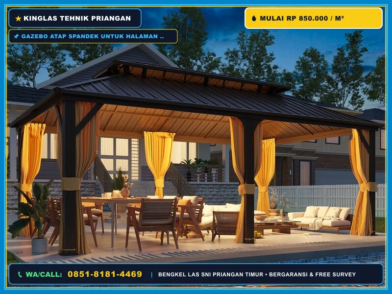 Gazebo atap spandek untuk halaman rumah di Priangan Timur