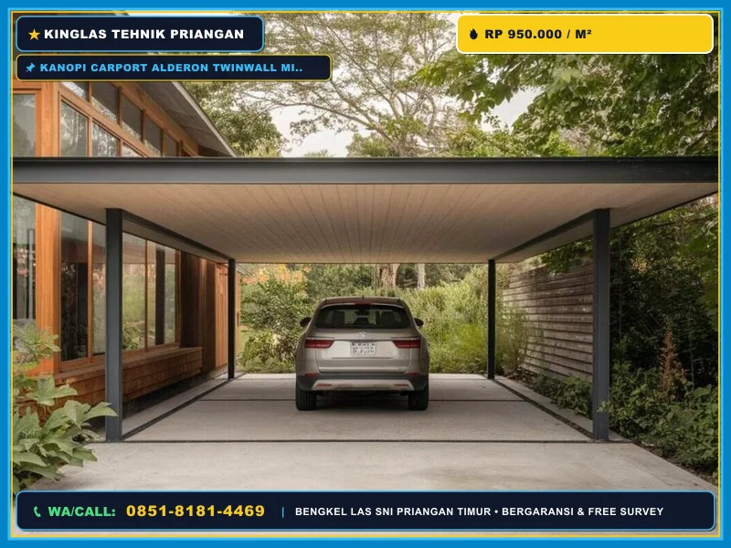 Kanopi carport Alderon twinwall minimalis di rumah tropis