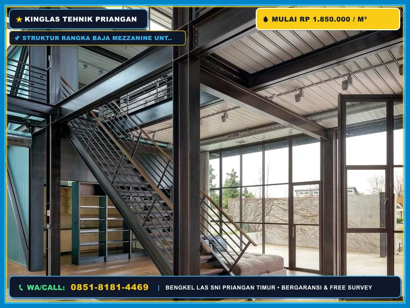 Struktur rangka baja mezzanine untuk rumah dan studio kerja