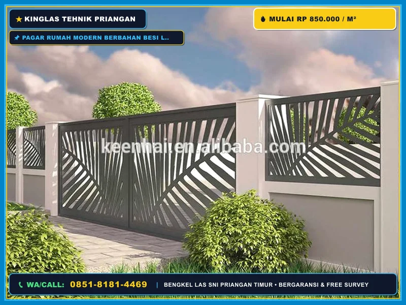 Pagar rumah modern berbahan besi laser cutting di Cirebon