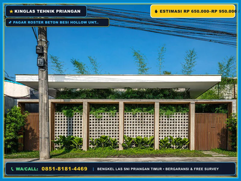 Pagar roster beton besi hollow untuk fasad rumah minimalis