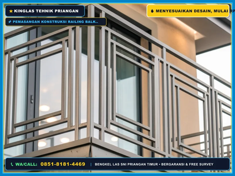 Pemasangan konstruksi railing balkon besi hollow custom