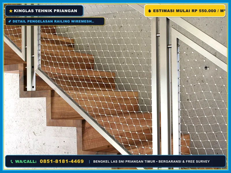 Detail pengelasan railing wiremesh besi custom