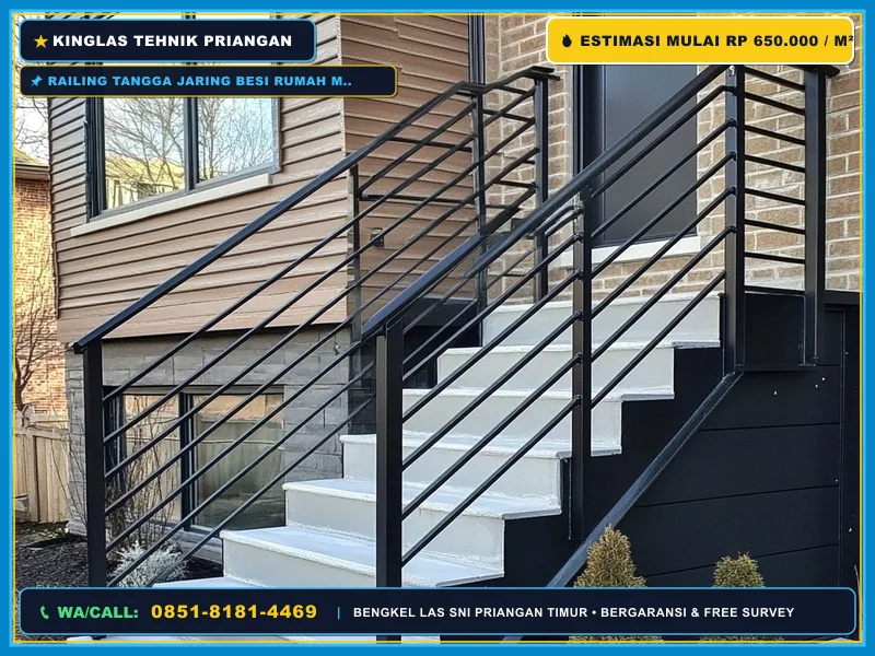 Railing tangga jaring besi rumah modern