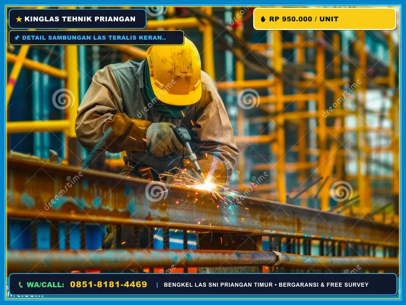 Detail sambungan las teralis kerangkeng besi hollow