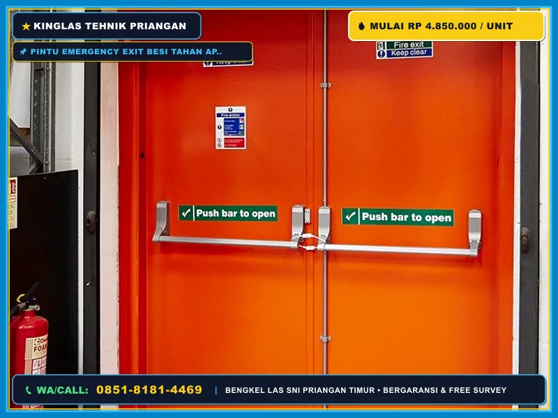 Pintu emergency exit besi tahan api untuk koridor gedung