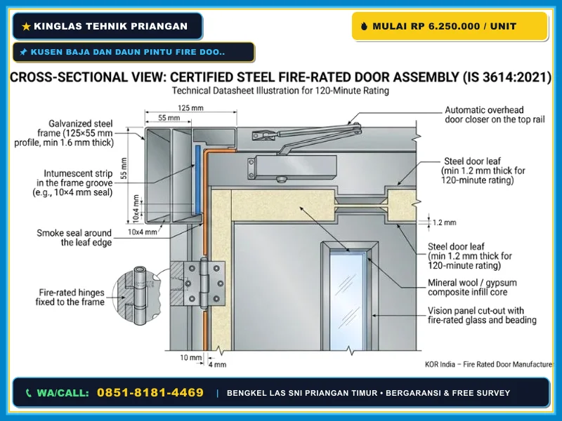 Kusen baja dan daun pintu fire door tahan api