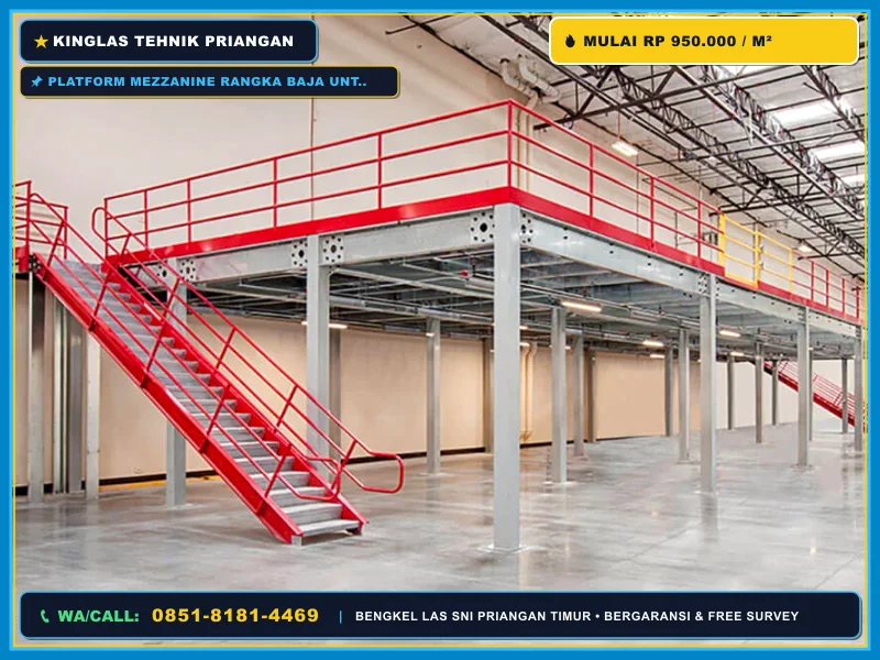 Platform mezzanine rangka baja untuk gudang industri