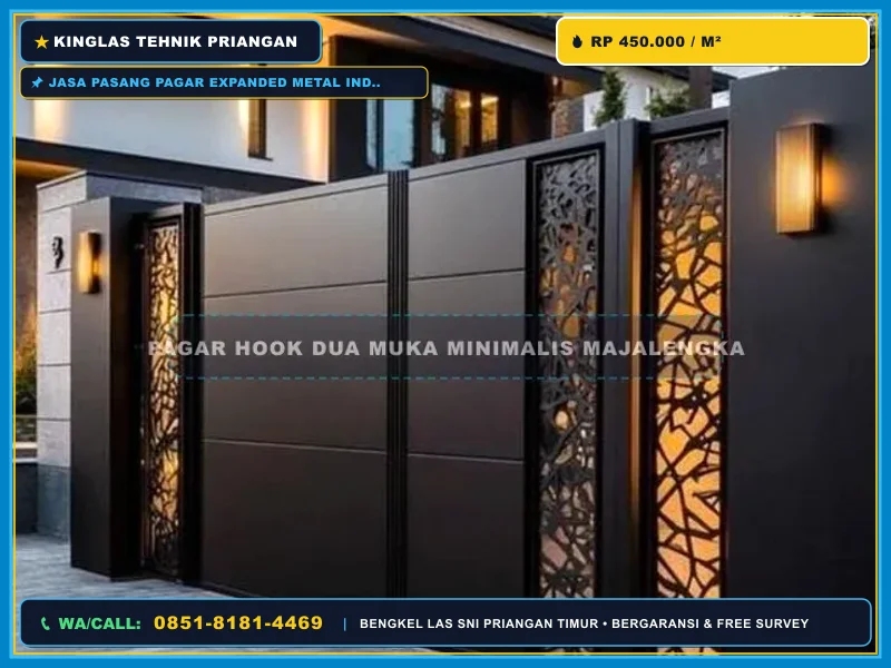 Pagar besi expanded metal untuk fasad bangunan industrial