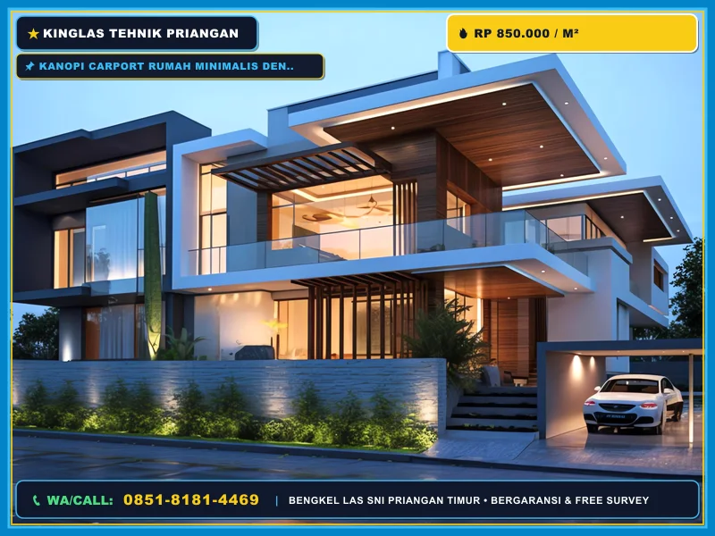 Kanopi carport rumah minimalis dengan atap Alderon Kordoba