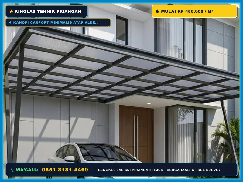 Kanopi carport minimalis atap Alderon RS di Kawali