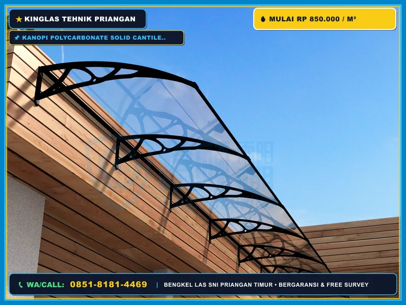 Kanopi polycarbonate solid cantilever modern untuk rumah