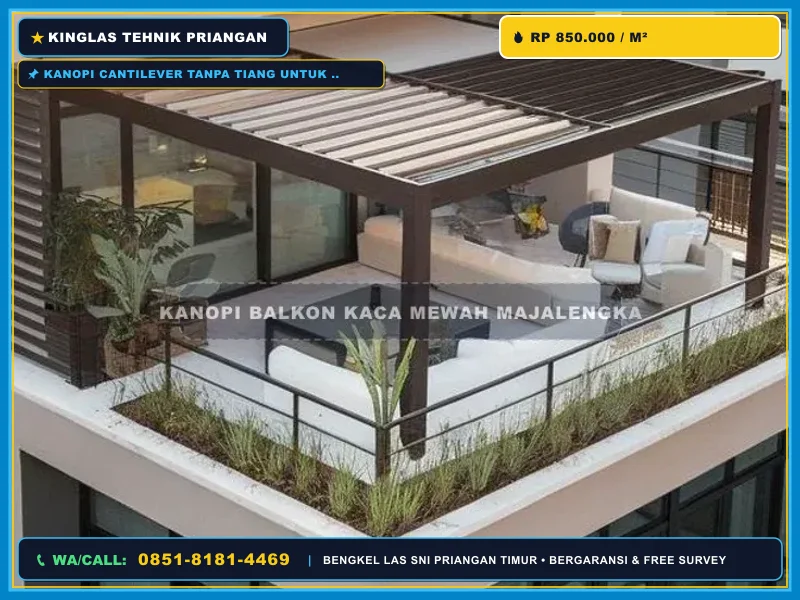 Kanopi Cantilever Tanpa Tiang untuk Rumah Cirebon