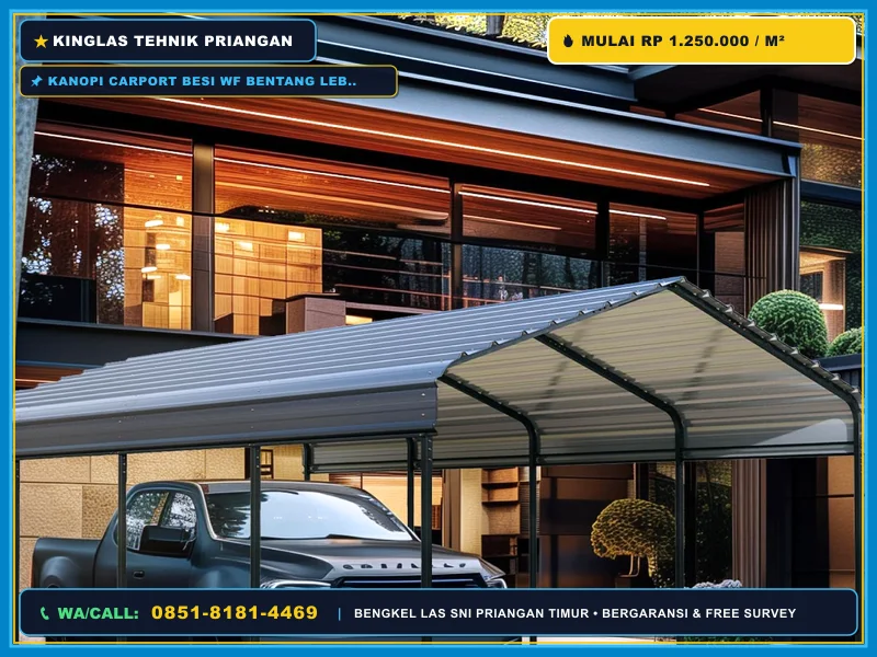 Kanopi Carport Besi WF Bentang Lebar di Singaparna