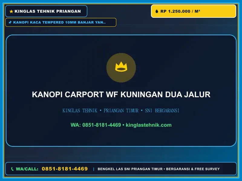 Detail pengelasan rangka kanopi kaca tempered oleh tukang las profesional