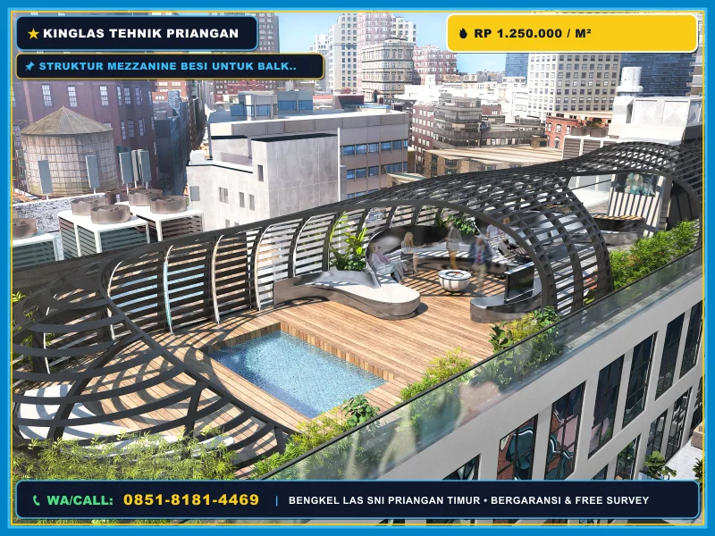 Struktur mezzanine besi untuk balkon dan rooftop rumah