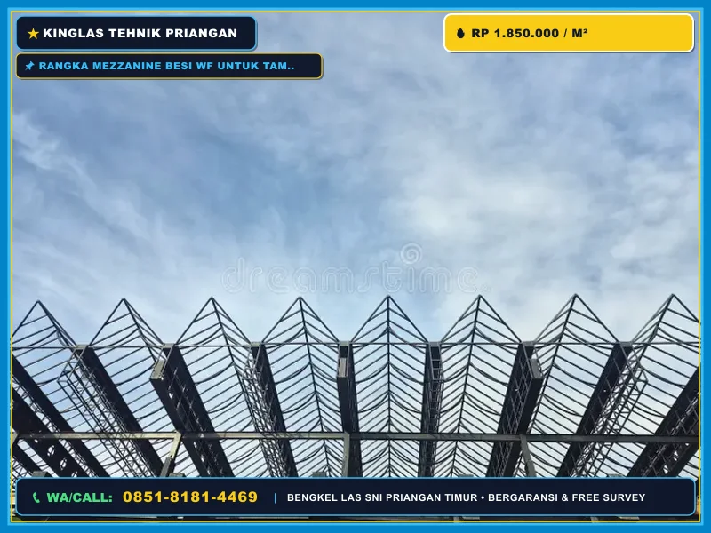 Rangka mezzanine besi WF untuk tambahan ruang rooftop