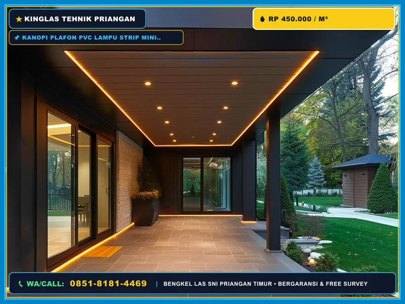 Kanopi Plafon PVC Lampu Strip Minimalis Cikijing